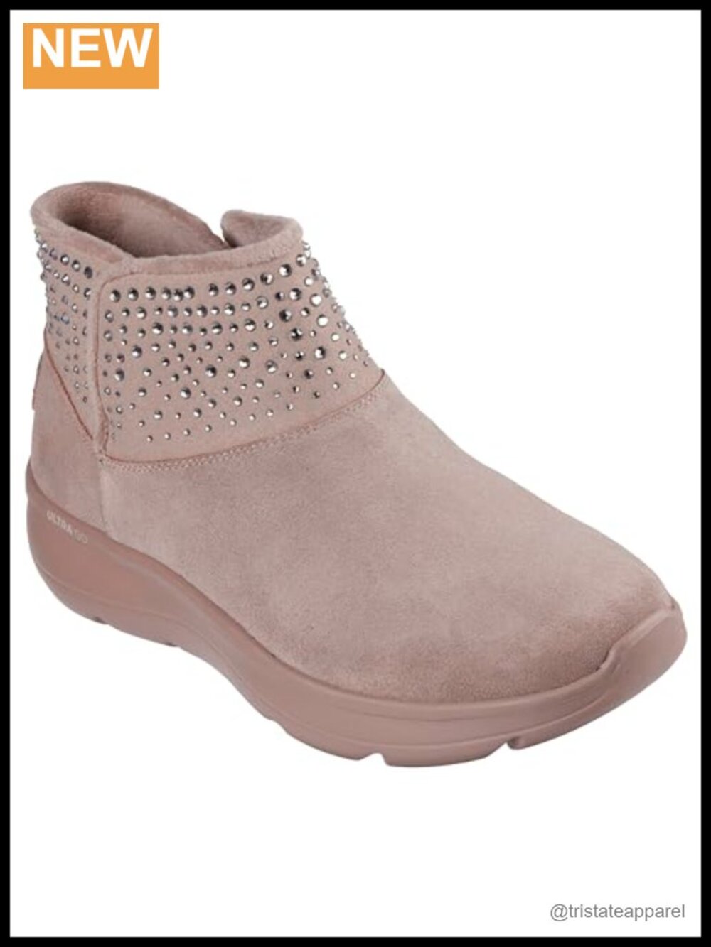 Suede Ankle Boots Rhinestone Detail Winter Booties